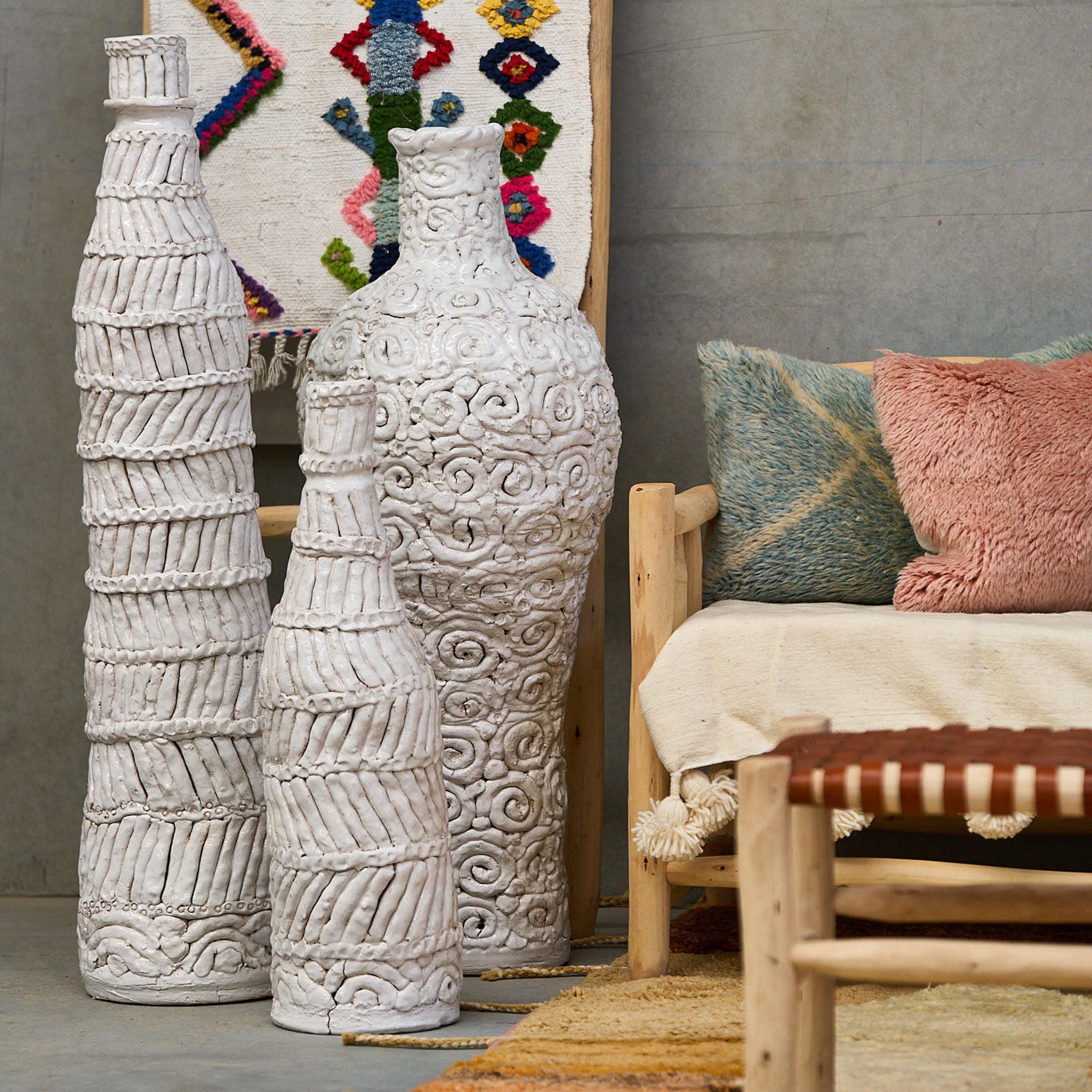 Lamp Base - Ceremic lamp bases - straight with geometric pattern L – My ...