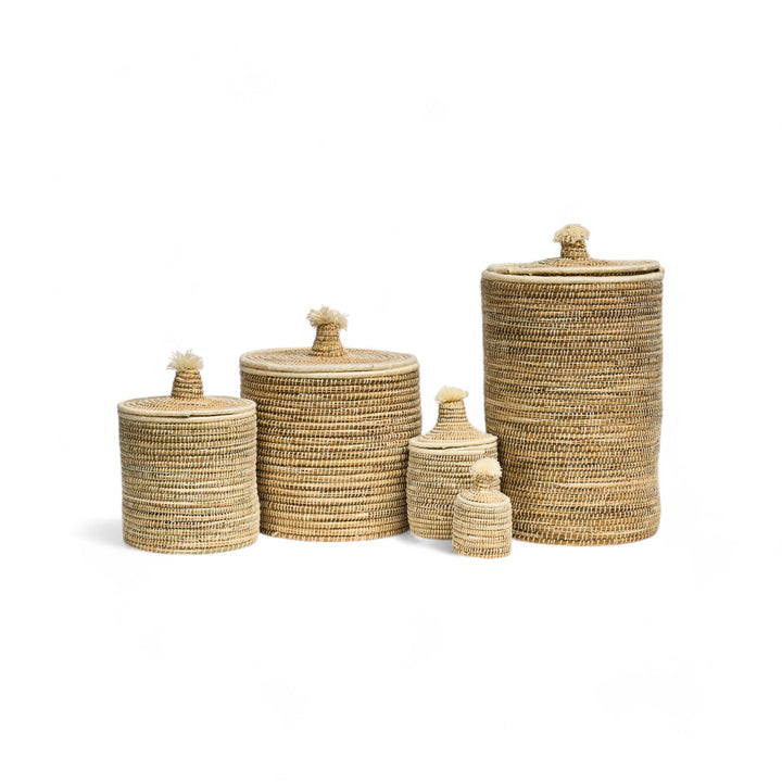 Lidded basket - Pom Pom S
