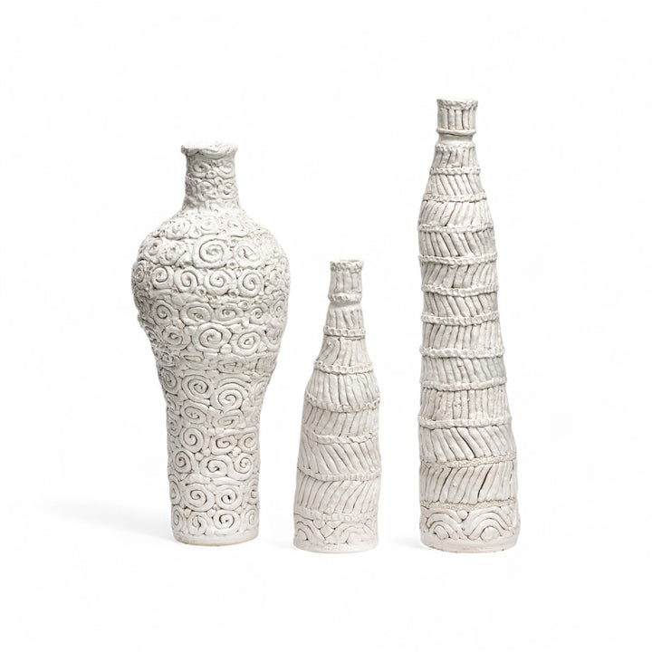 Lamp Base - Ceremic lamp bases - squigley lamp base white S
