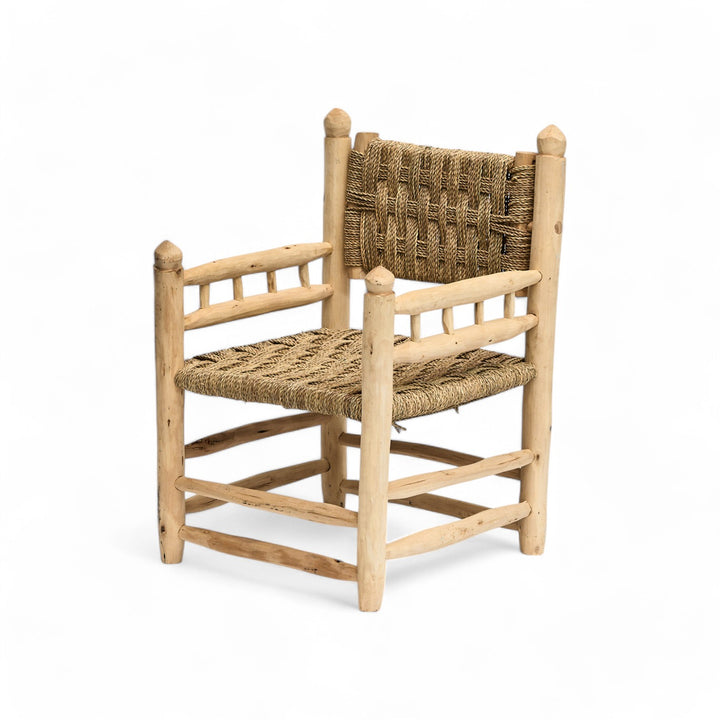 Wooden chairs with side arms - rattan cross